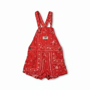 OshKosh B'gosh Red Bandana Print Overalls Shortalls 12M